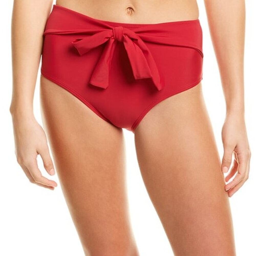 NWT Andrea Iyamah Maven High Waisted Bikini Bottom Red Women's Size L Beach Swim
